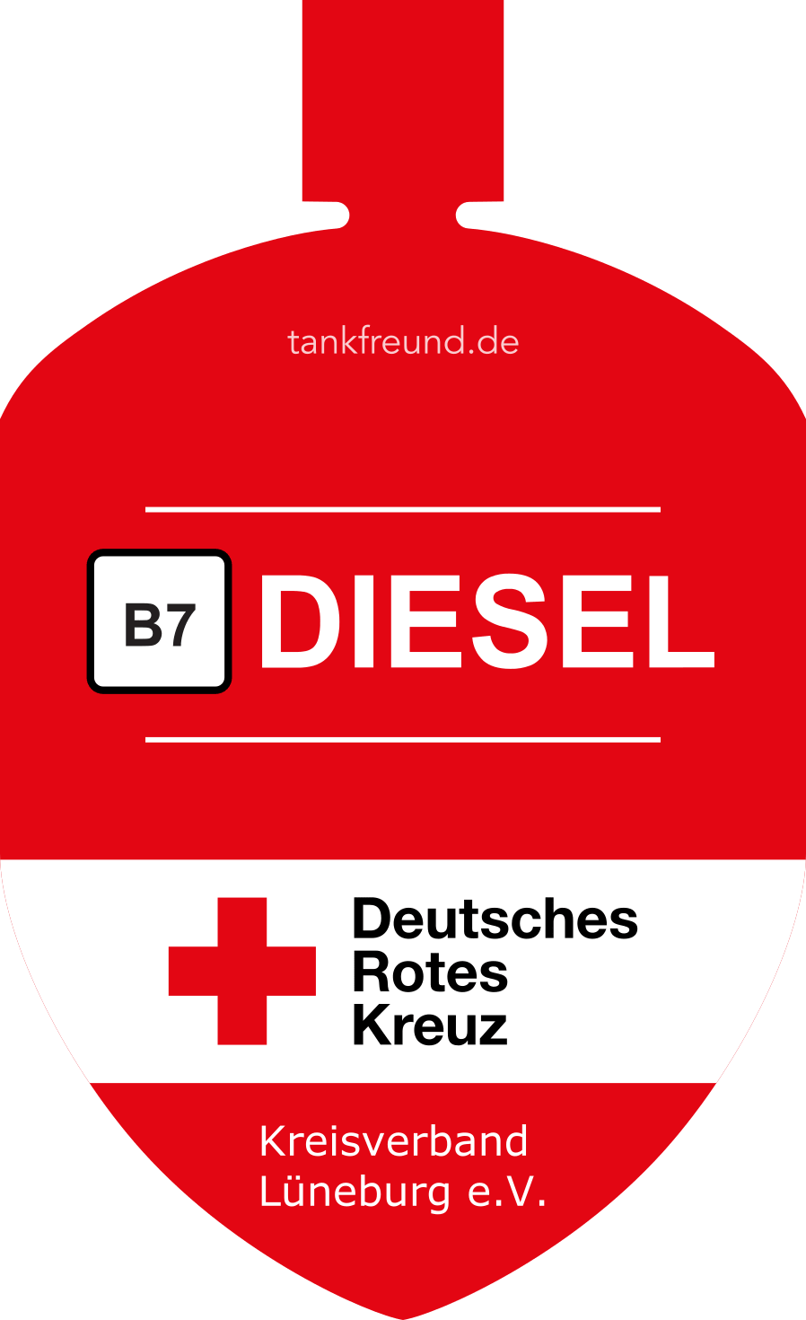 Tankfreund-Lasche Diesel B7 im Design des DRK-Kreisverbands Lüneburg