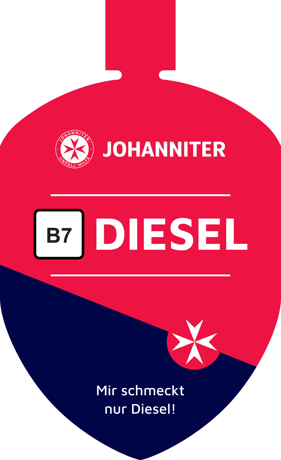 Tankfreund-Lasche Diesel B7 im Design der Johanniter