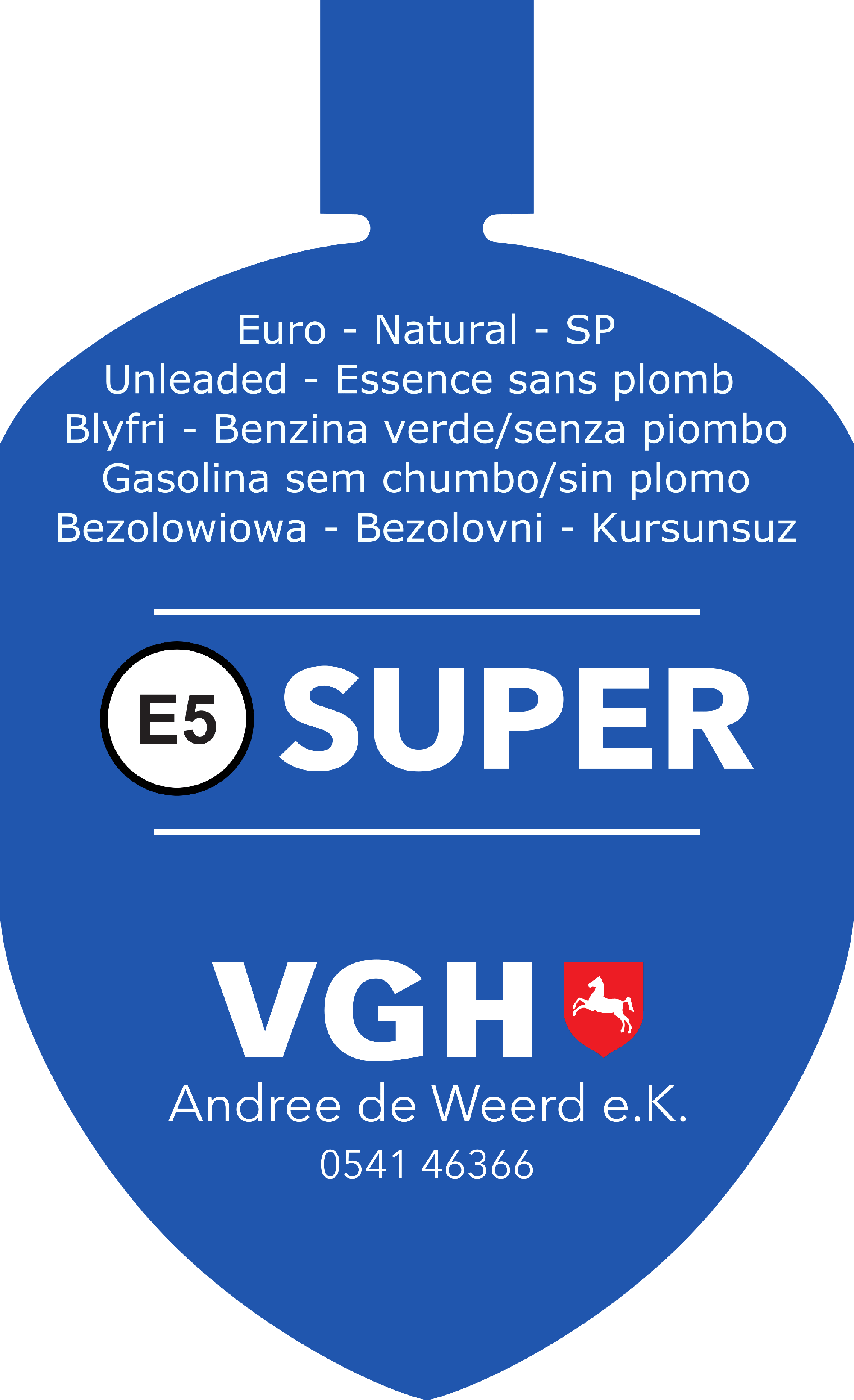 Tankfreund-Lasche Super E5 im Design einer VGH-Agentur